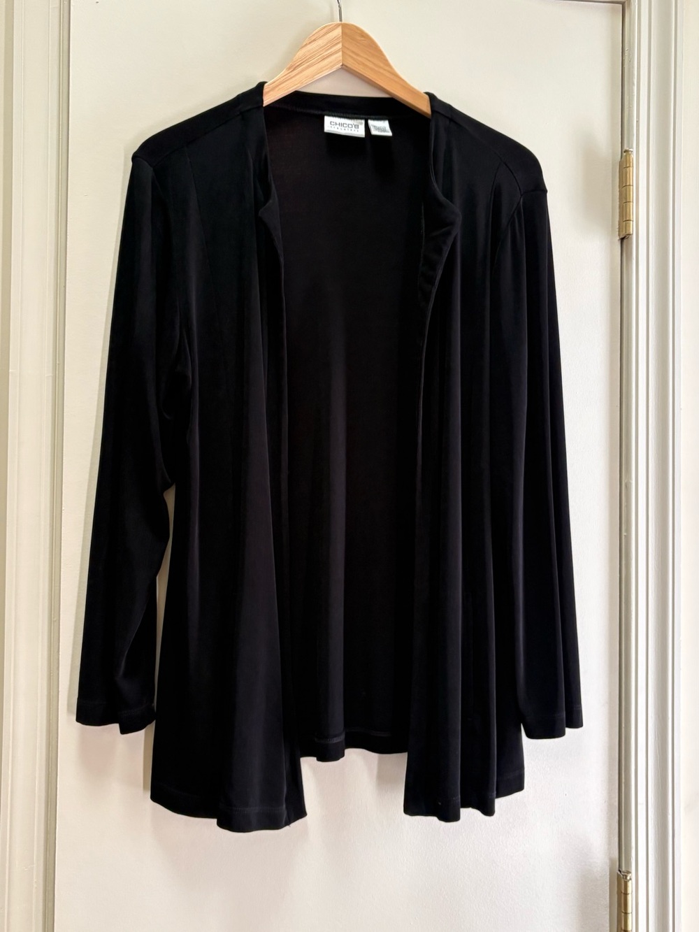 Chico's Travelers Black Open Drape Cardigan Jacket
